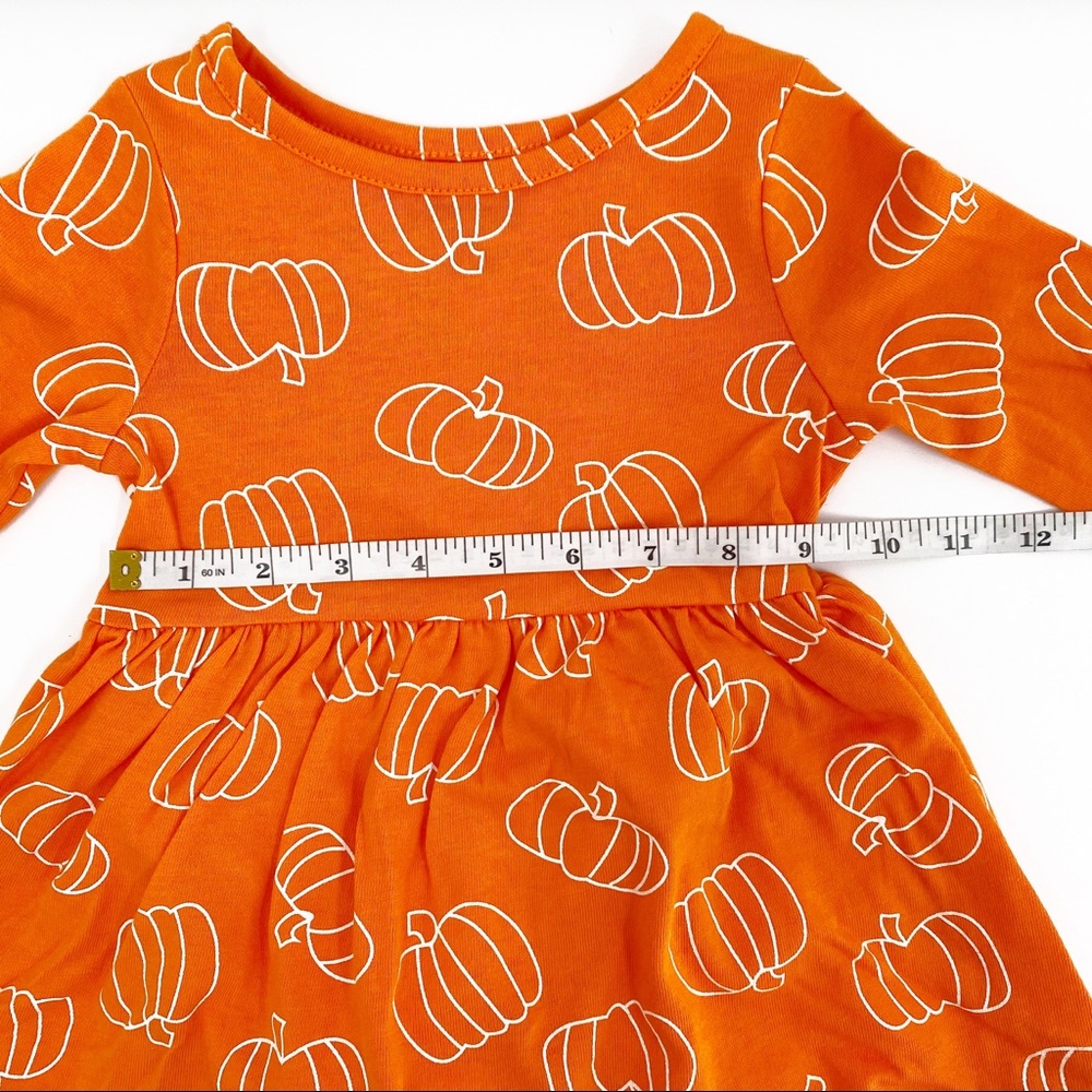 Cat & Jack Fall Pumpkin Long Sleeve Knit Dress ORANGE Toddler Girls Size 18M - Picture 5 of 10